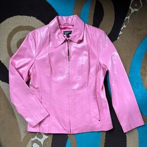 Black Rivet Pink Leather Jacket